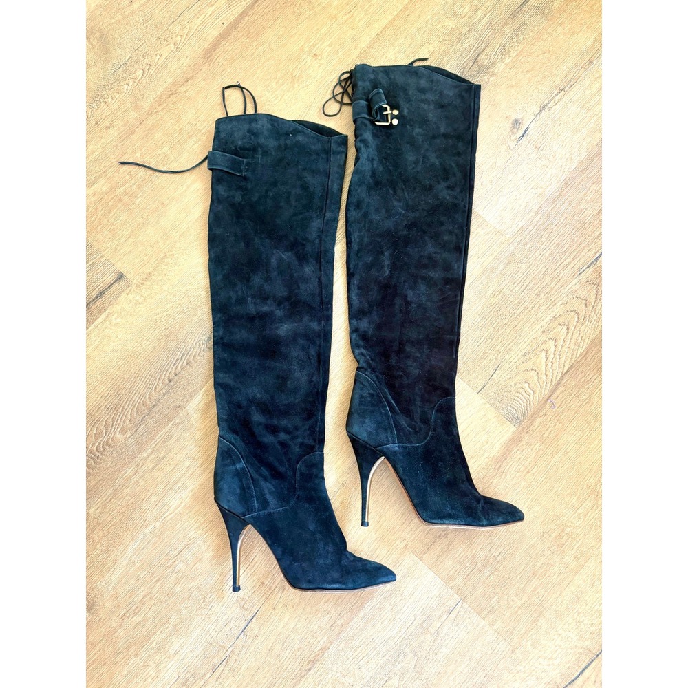 Chloe FW 2009 Size 40 Black Suede Over Knee Thigh High Stiletto Boots Size 9 9.5 - Picture 3 of 8